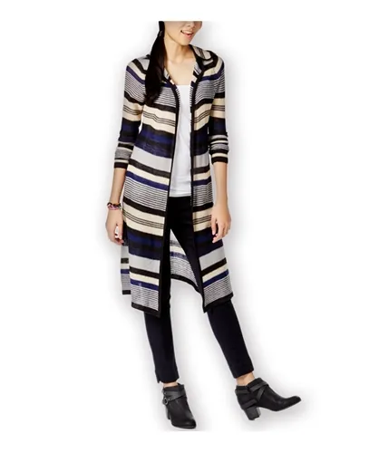 Planet Gold Womens Striped Hooded Cardigan Sweater