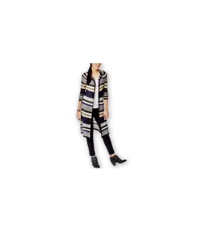 Planet Gold Womens Striped Hooded Cardigan Sweater