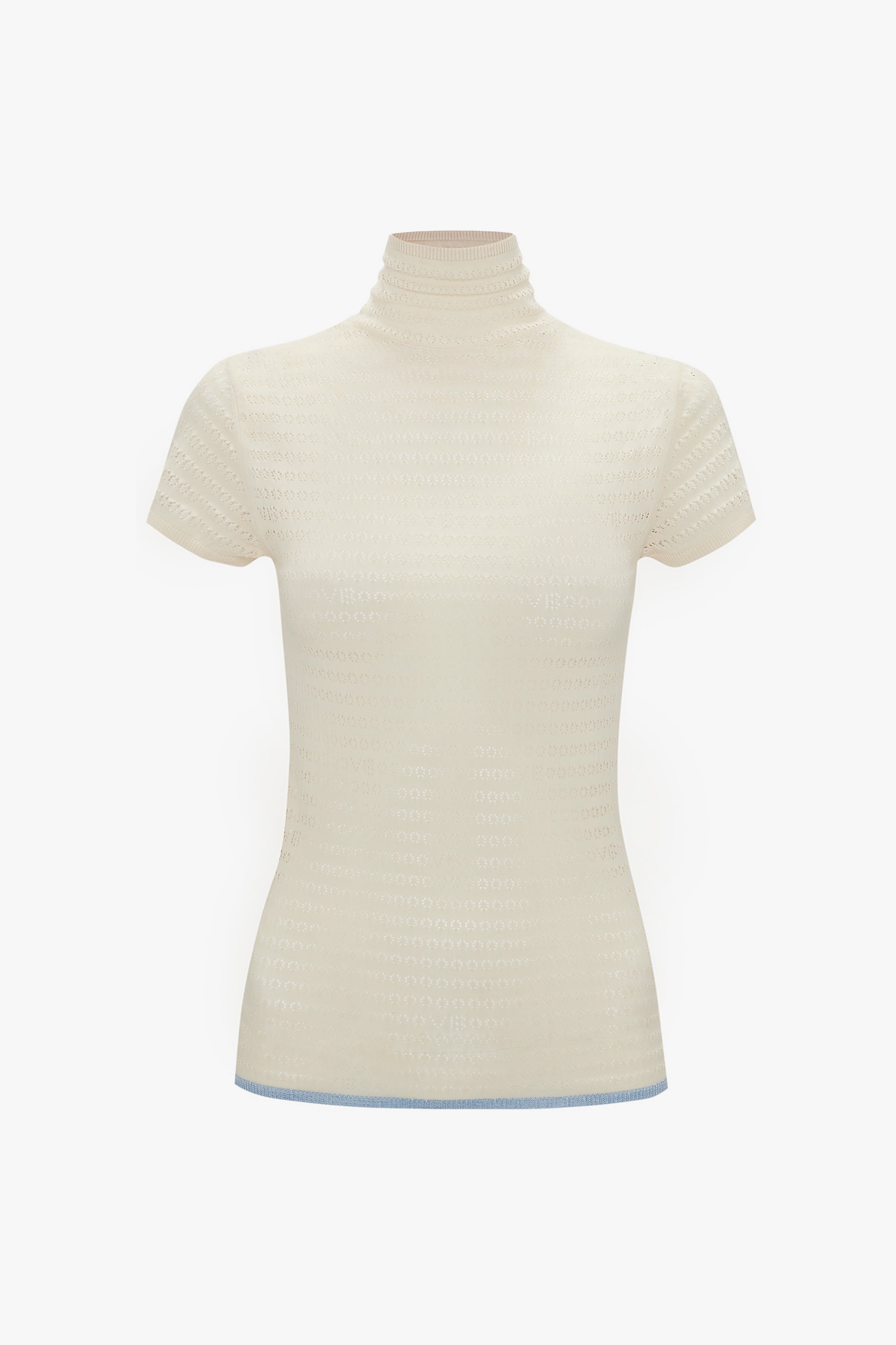 Polo Neck Knitted T-Shirt In Cream