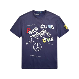 Polo Ralph Lauren Classic Fit Peace Climb Love T-Shirt (Dark Cobalt)