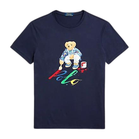 Polo Ralph Lauren Classic Fit Polo Bear Painter Jersey T-Shirt (Navy)