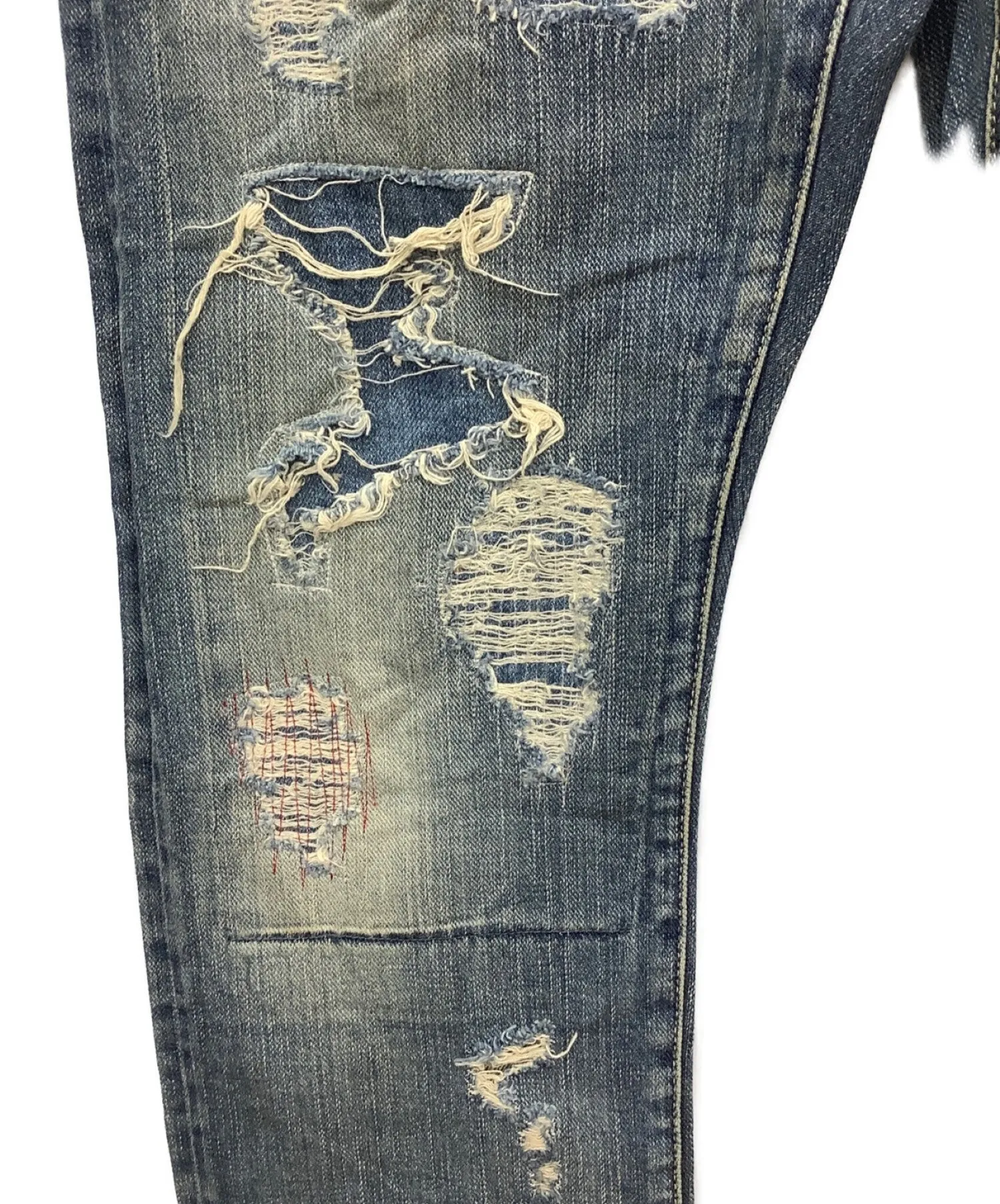 [Pre-owned] Hysteric Glamour LSR Processed Denim Studded Pants 0234AP10