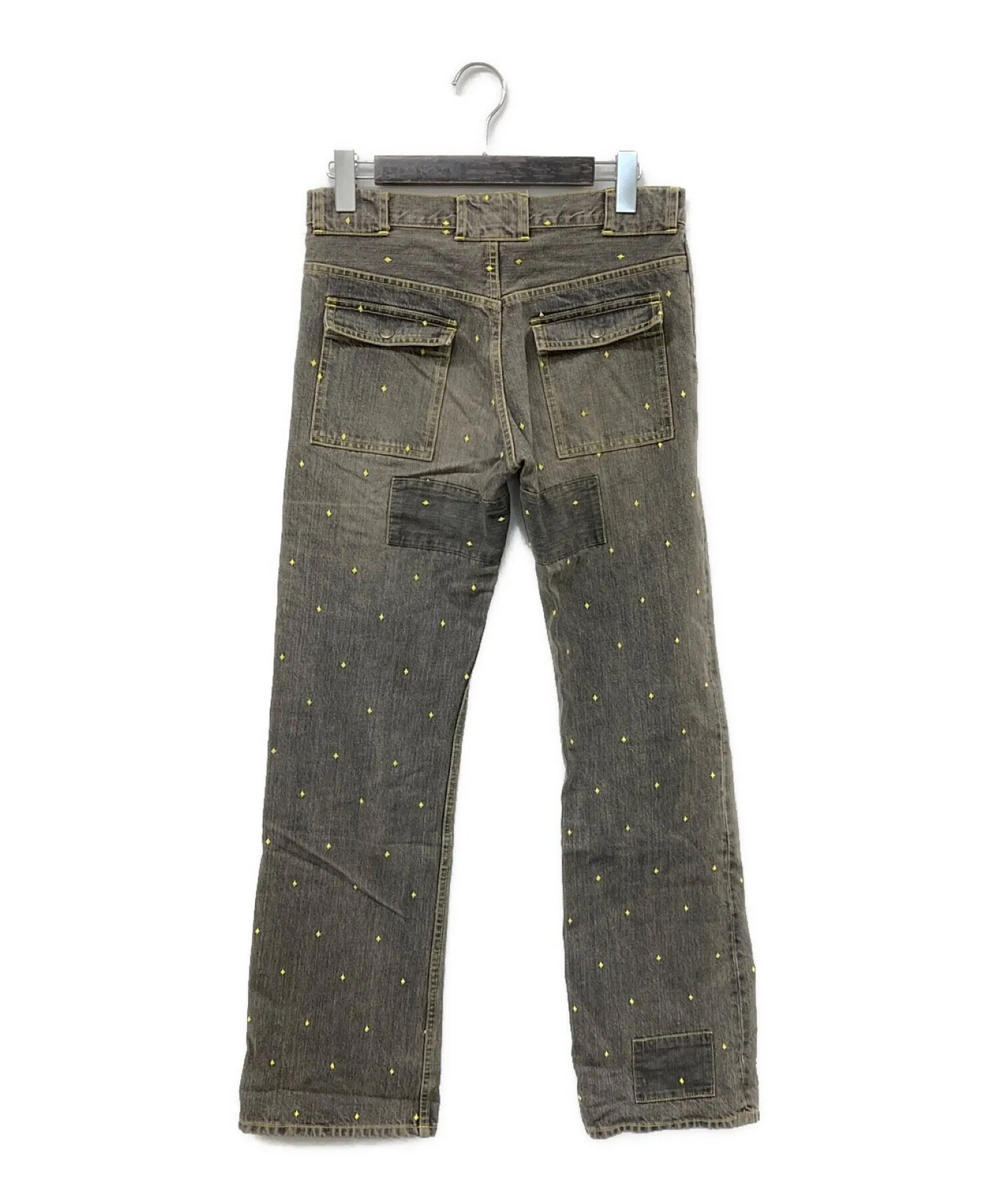 [Pre-owned] UNDERCOVERISM 02SS HAZE Period Diamond Pattern Embroidered Vintage Process Denim Pants J235