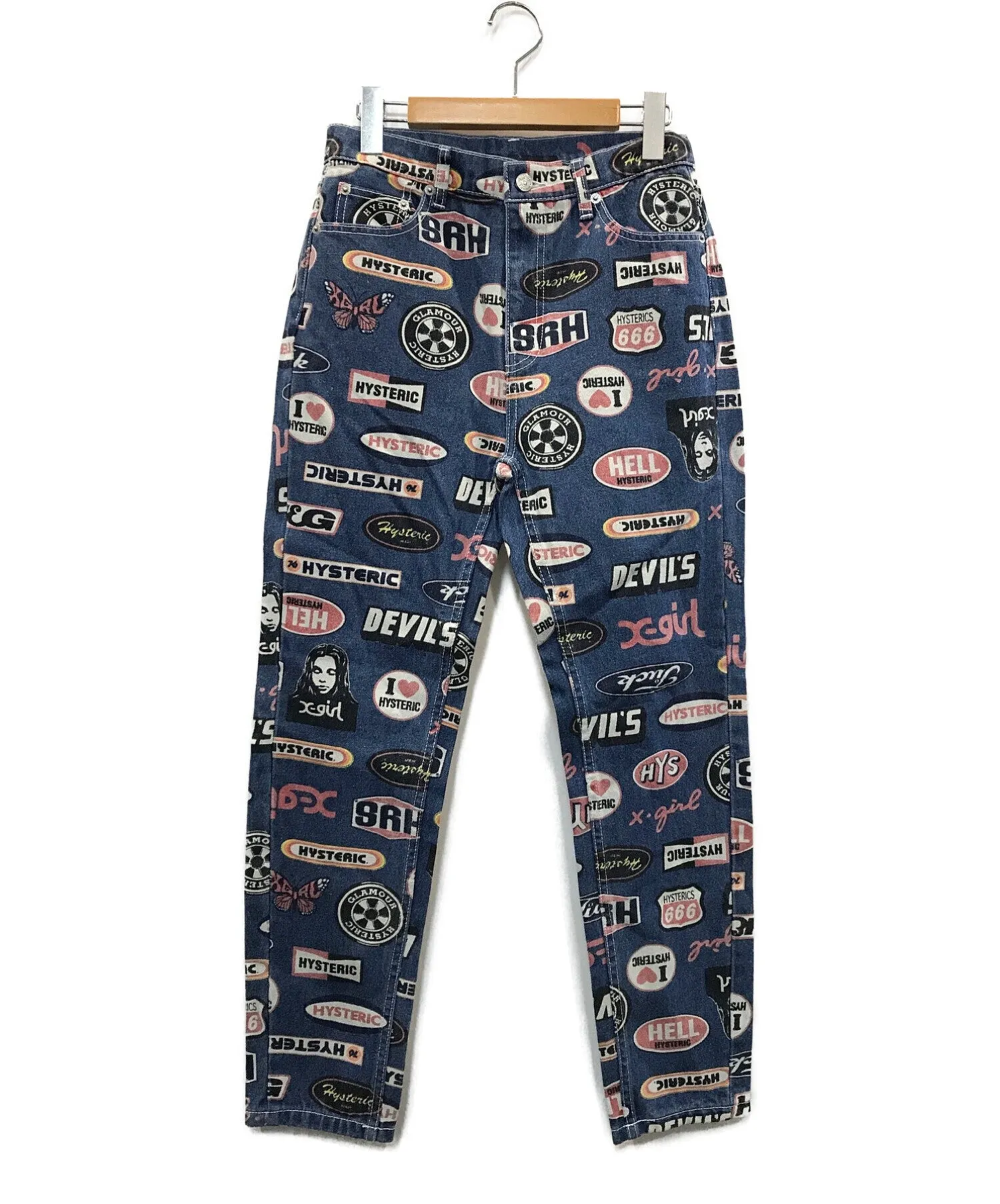 [Pre-owned] X-girl x HYSTERIC GLAMOUR Printed denim pants 05194613