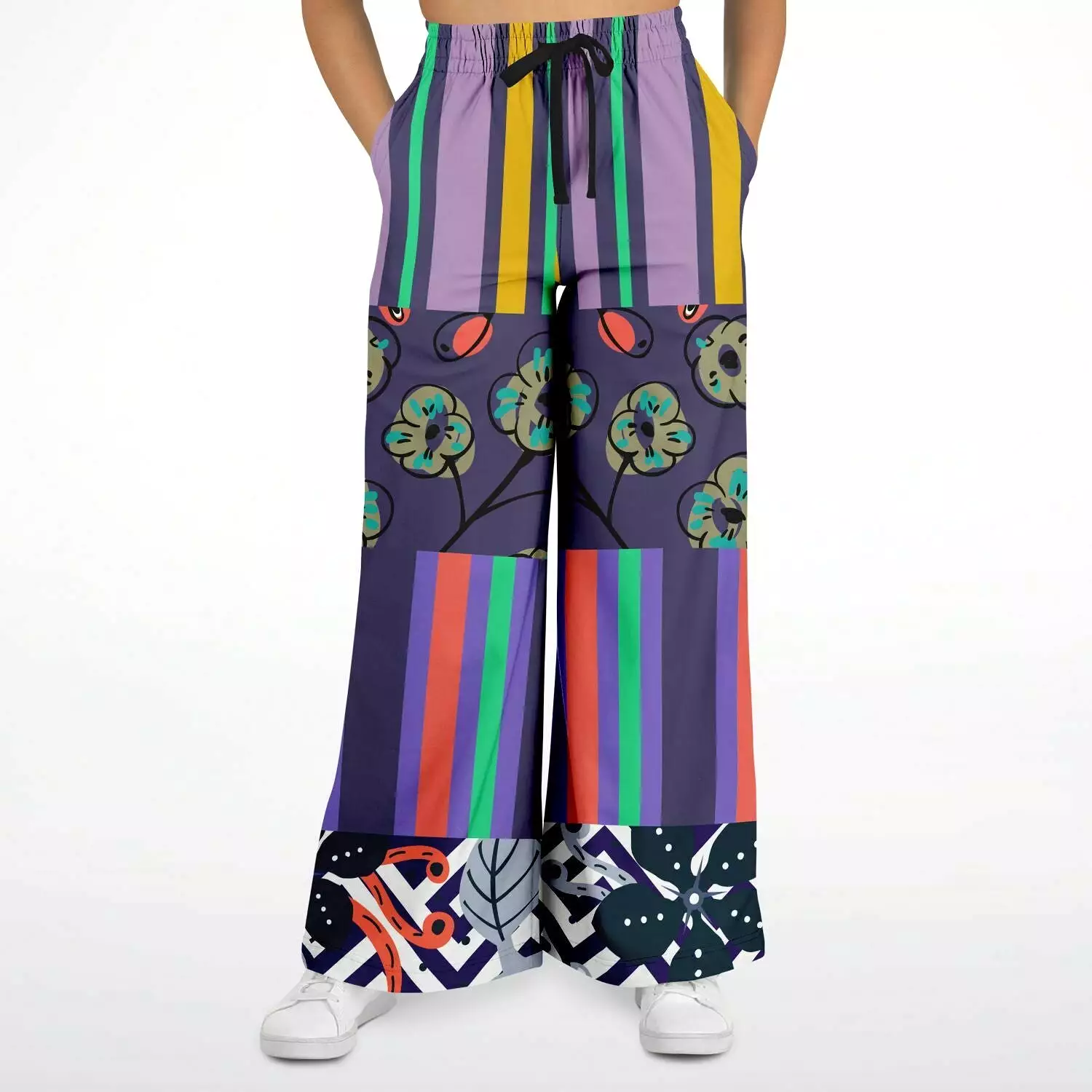 Purple Flurry Eco-Poly Stretchy Phat Bellbottoms