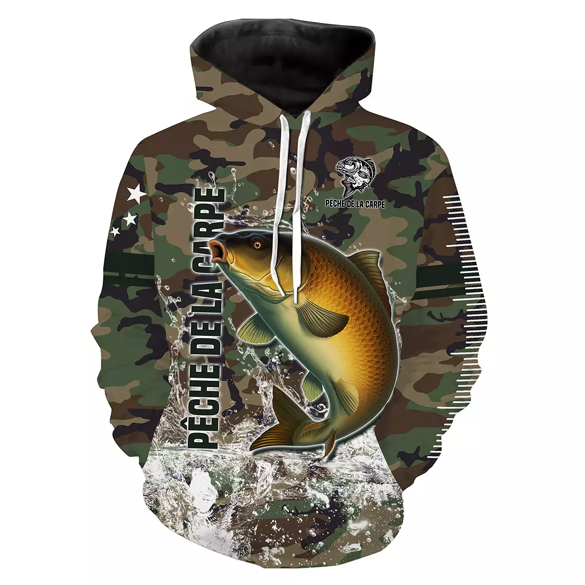 Pêche de la Carpe, Cadeau Original Pêcheur, Camouflage Pêche, Tee Shirt, Sweat à capuche, Vêtement Anti UV, Cadeau Personnalisé 