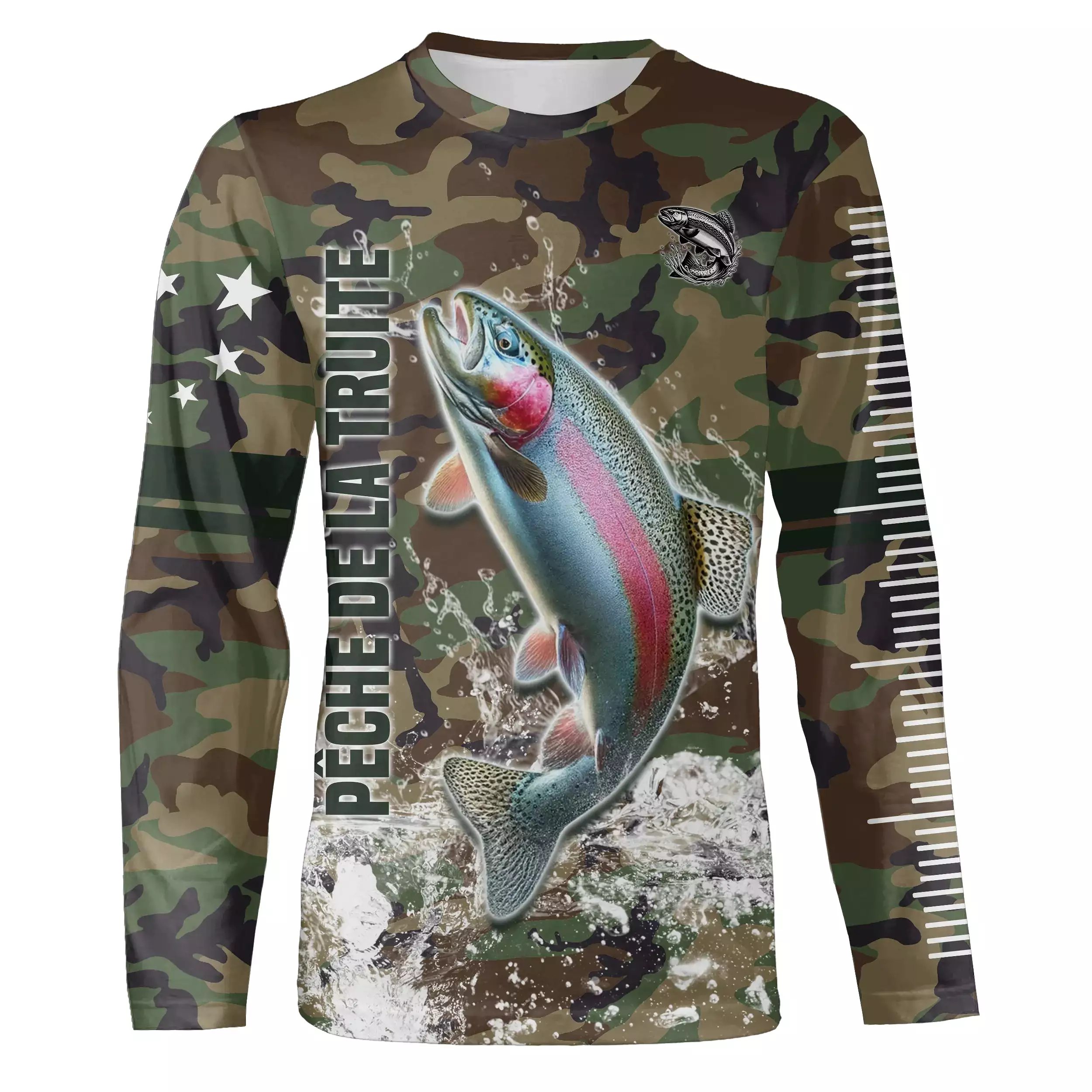 Pêche de la Truite, Cadeau Original Pêcheur, Camouflage Pêche, Tee Shirt, Sweat à capuche, Vêtement Anti UV, Cadeau Personnalisé