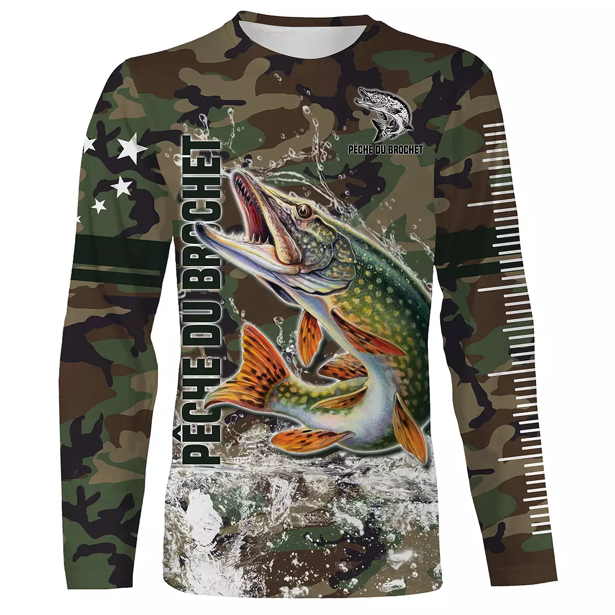 Pêche du Brochet, Pêche aux Carnassiers, Cadeau Original Pêcheur, Camouflage Pêche, Tee Shirt, Sweat à capuche, Vêtement Anti UV