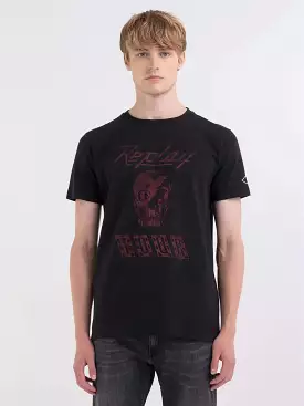 Replay PE24 T-Shirt in Jersey con Stampa Teschio Black Man