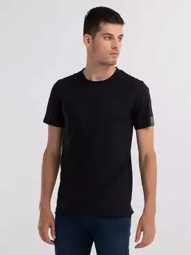 Replay PE24 T-Shirt in Jersey con Taglio a Vivo Black Man