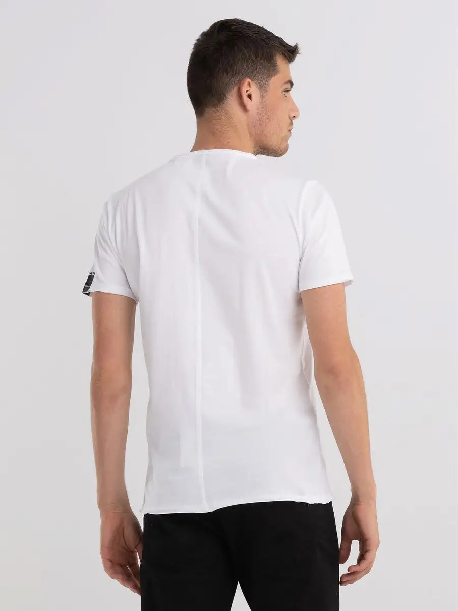 Replay PE24 T-Shirt in Jersey con Taglio a Vivo White Man