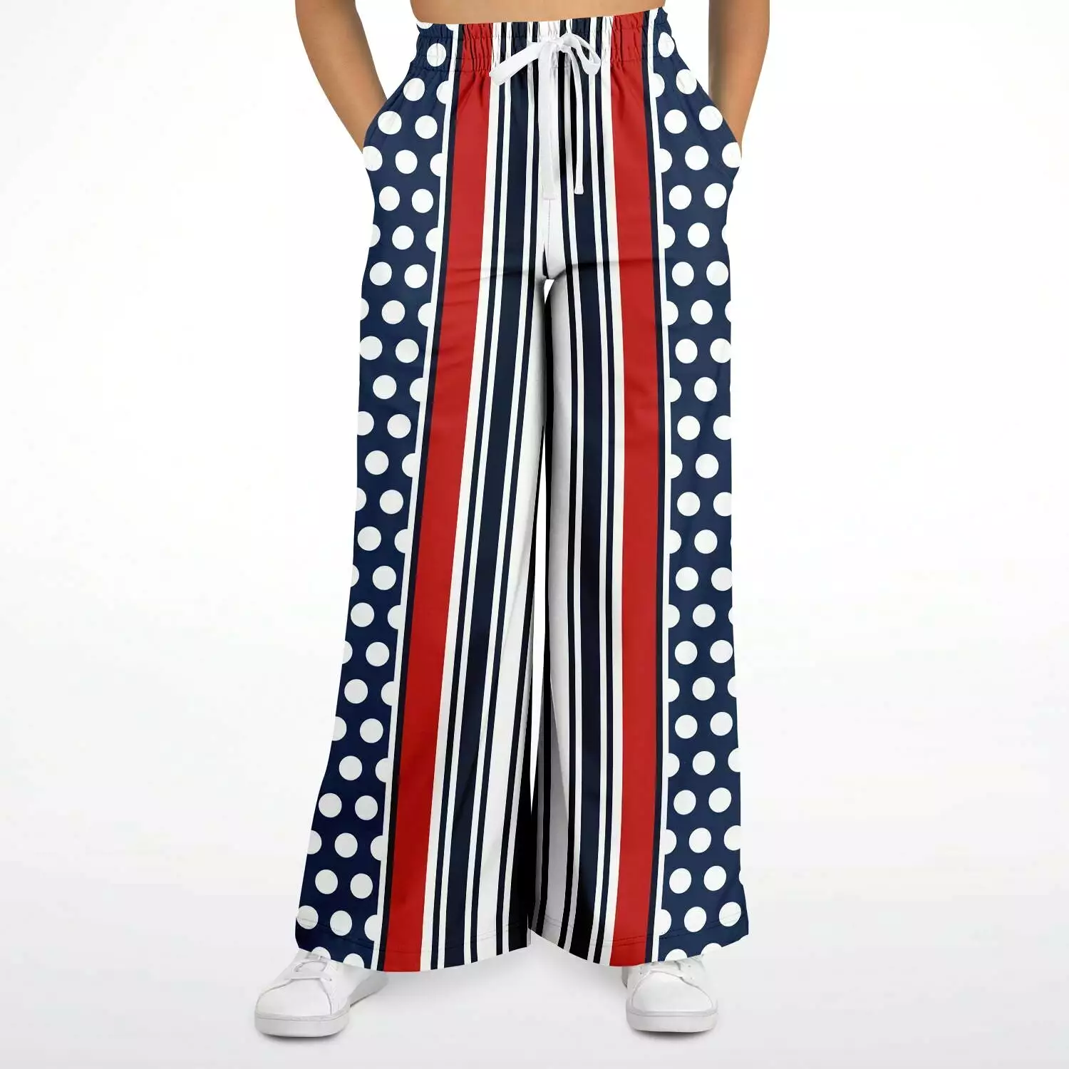 Sail Away Blue Polka Dot Stetchy Phat Bellbottoms