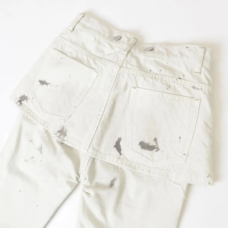 SALE 40%OFF ! 【HOLIDAY/ホリデイ】PAINT DENIM TWO-PIECE SUSPENDER PANTS (OFF WHITE) 24102039