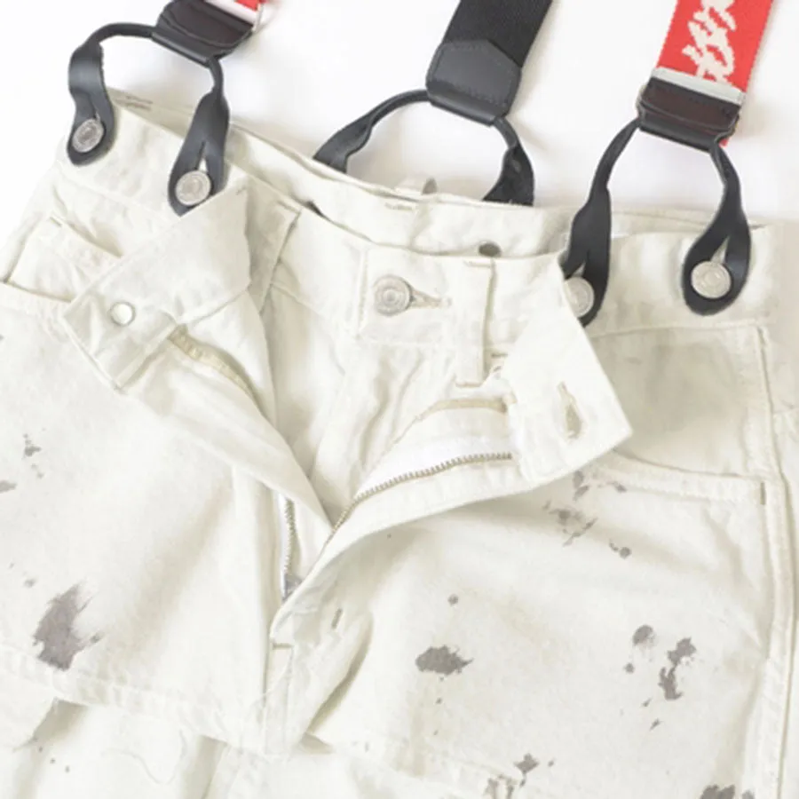 SALE 40%OFF ! 【HOLIDAY/ホリデイ】PAINT DENIM TWO-PIECE SUSPENDER PANTS (OFF WHITE) 24102039