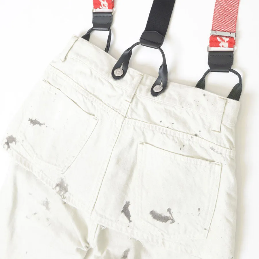 SALE 40%OFF ! 【HOLIDAY/ホリデイ】PAINT DENIM TWO-PIECE SUSPENDER PANTS (OFF WHITE) 24102039