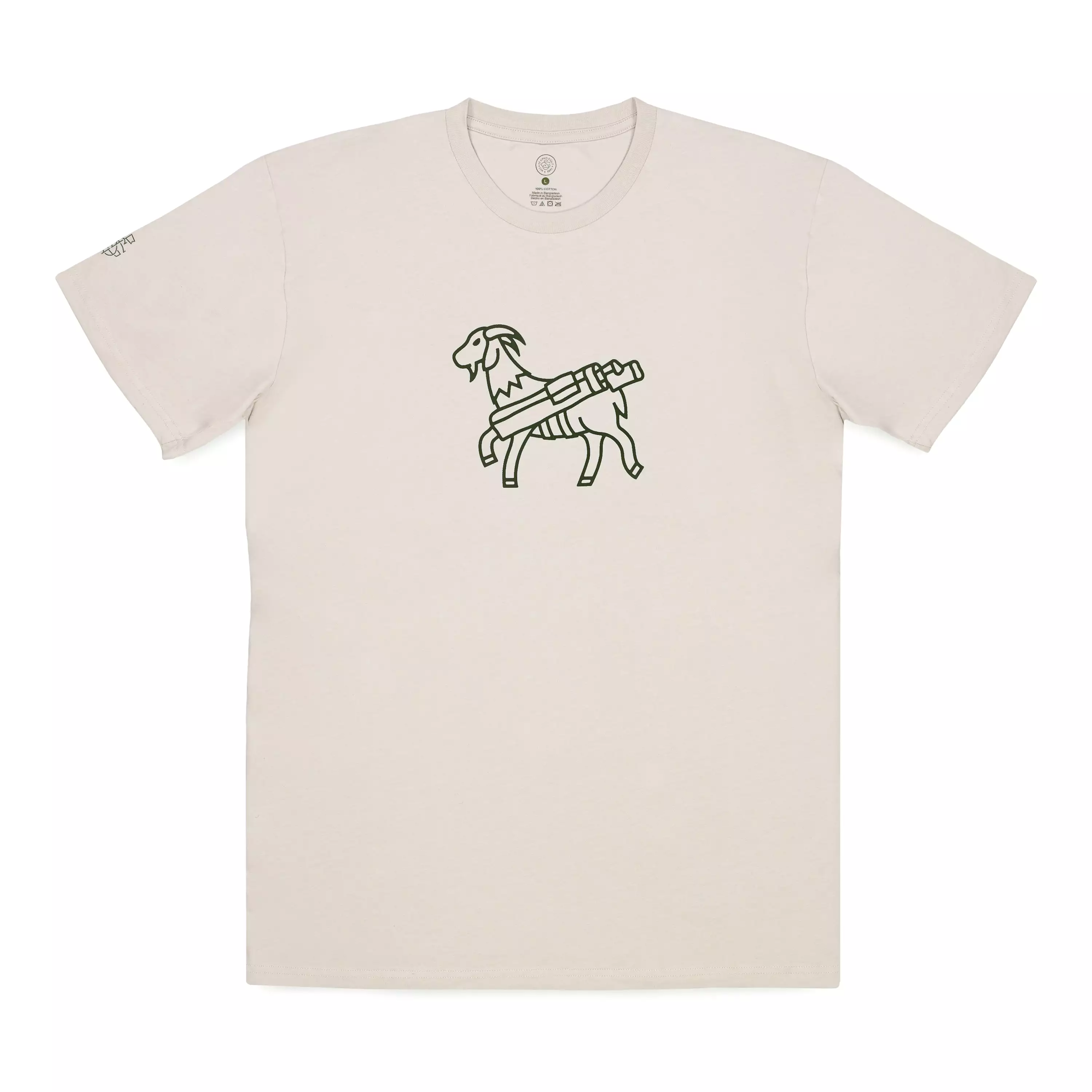 Seamus Goat T-Shirt - Green on Bone