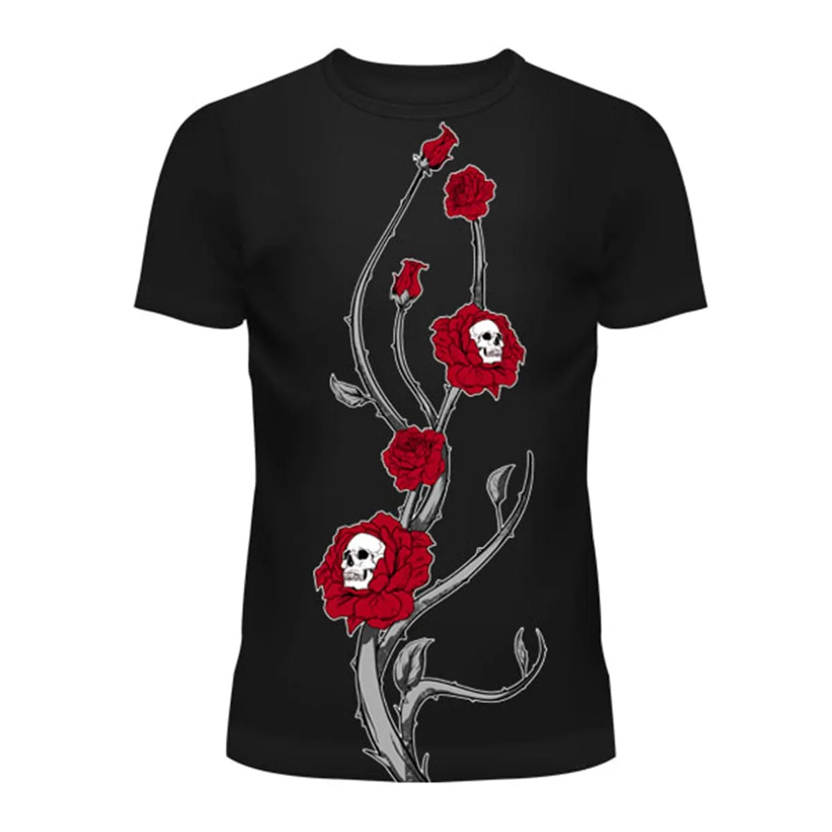 SKULL FLOWERS T - BLACK