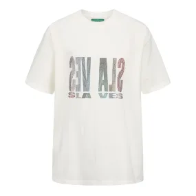 SLAVES Rhinestone tee (White)