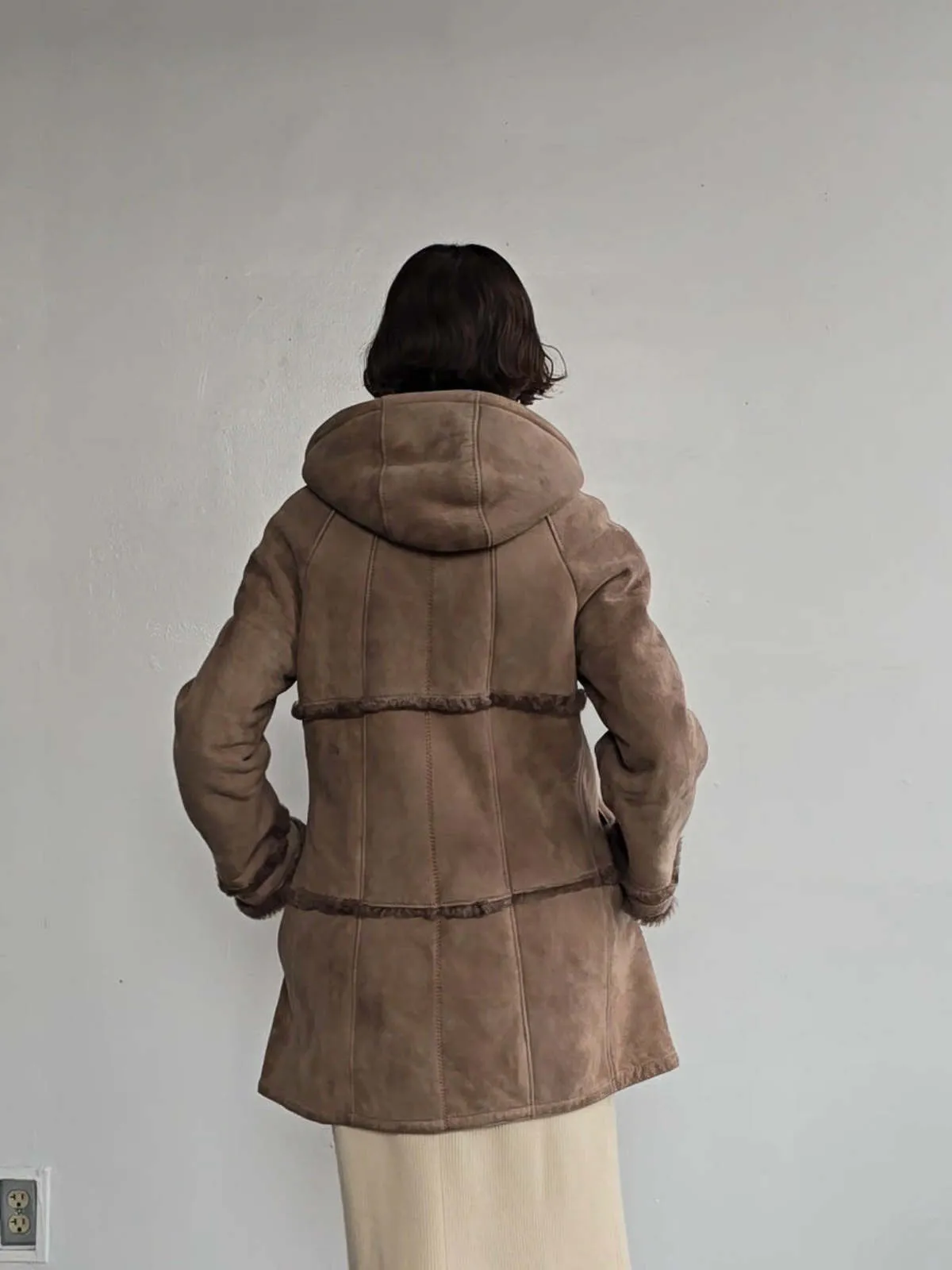 Soft Quilted Shearling Coat - Fawn