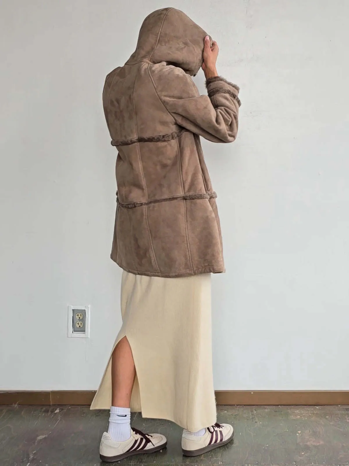 Soft Quilted Shearling Coat - Fawn