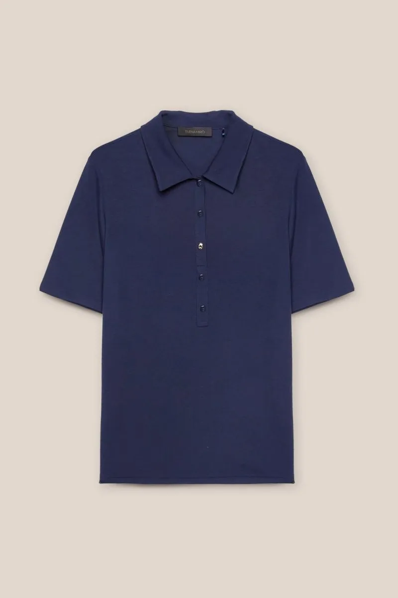 T-shirt modello polo donna Blu