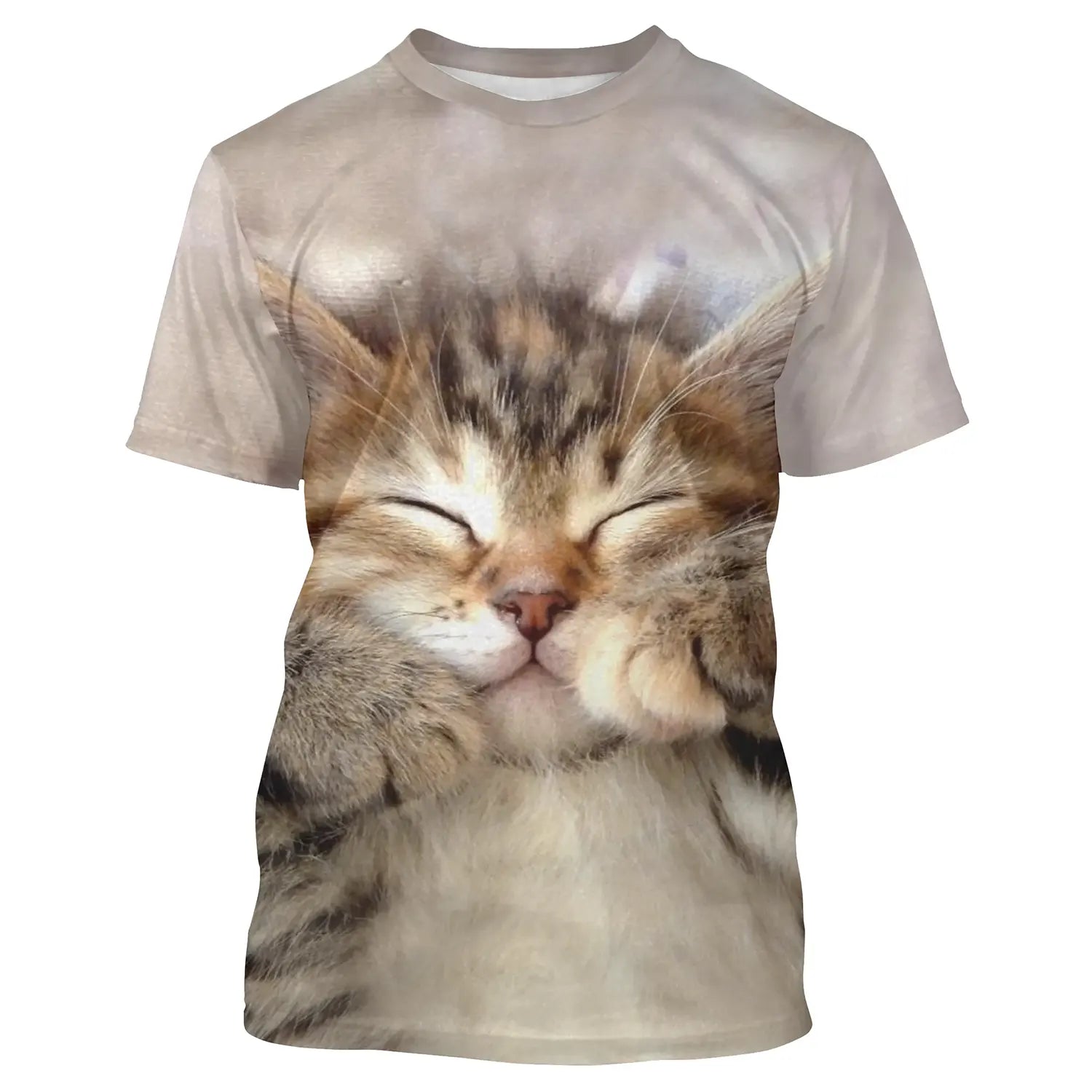 T shirt Tee Femme Marron 3D Imprimer Chat Mignon Du Quotidien Fin De Semaine Basique Col Rond Normal Standard Chat 3D Peinture -