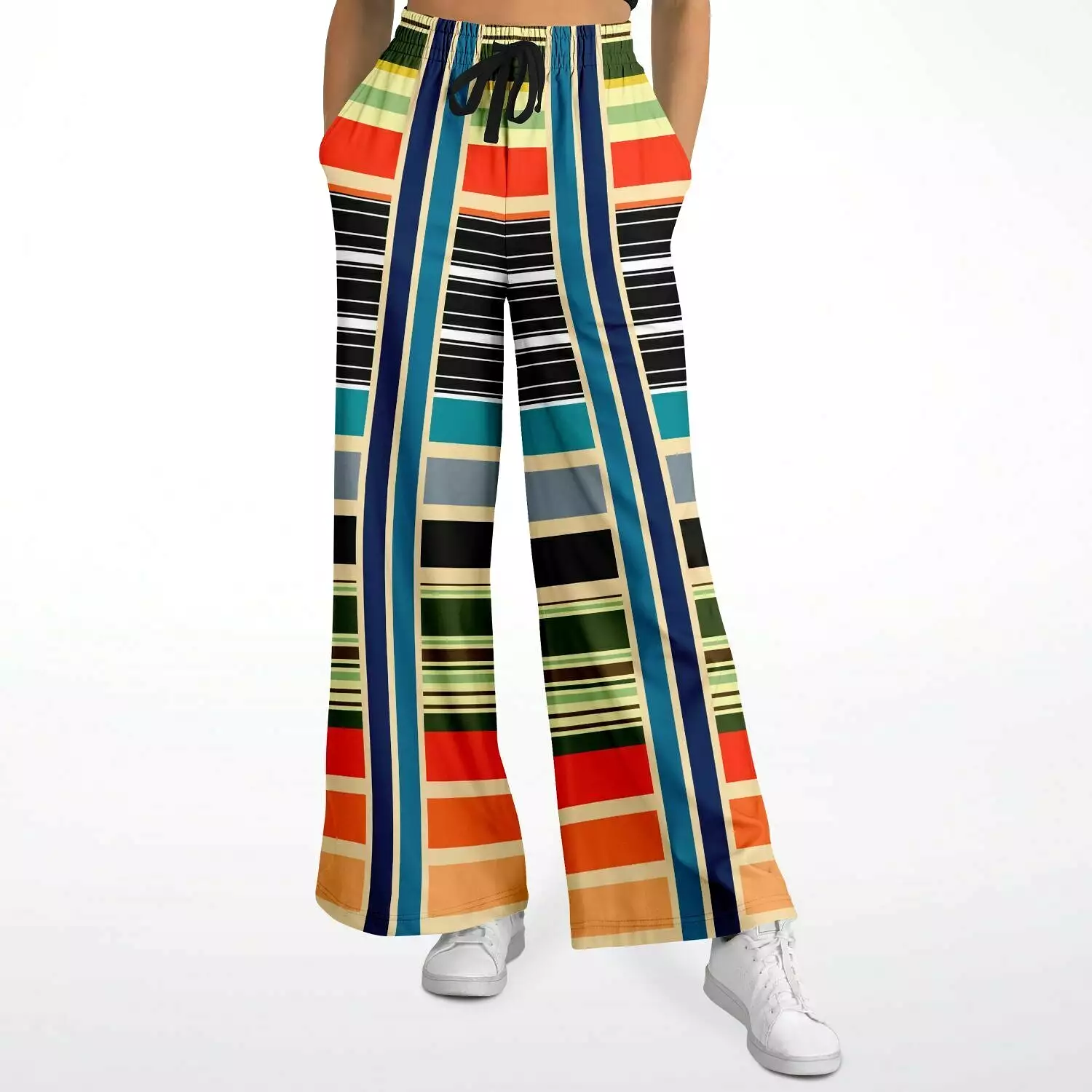 Tequila Sunrise Striped Eco-Poly Stretchy Phat Bellbottoms