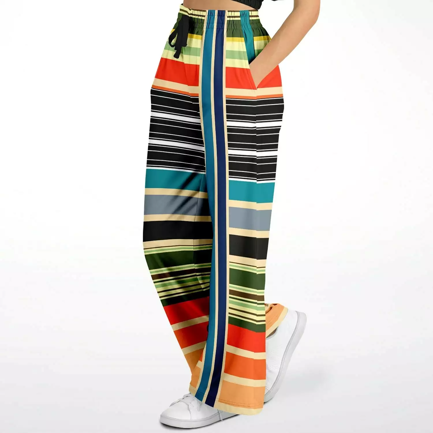 Tequila Sunrise Striped Eco-Poly Stretchy Phat Bellbottoms