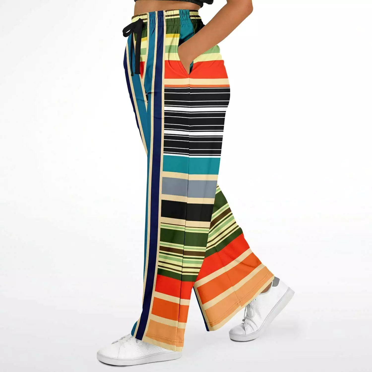 Tequila Sunrise Striped Eco-Poly Stretchy Phat Bellbottoms