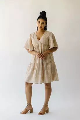 The Ashworth Tiered Dress in Taupe Stripe