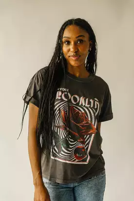 The Brooklyn Rose Graphic Tee in Vintage Black