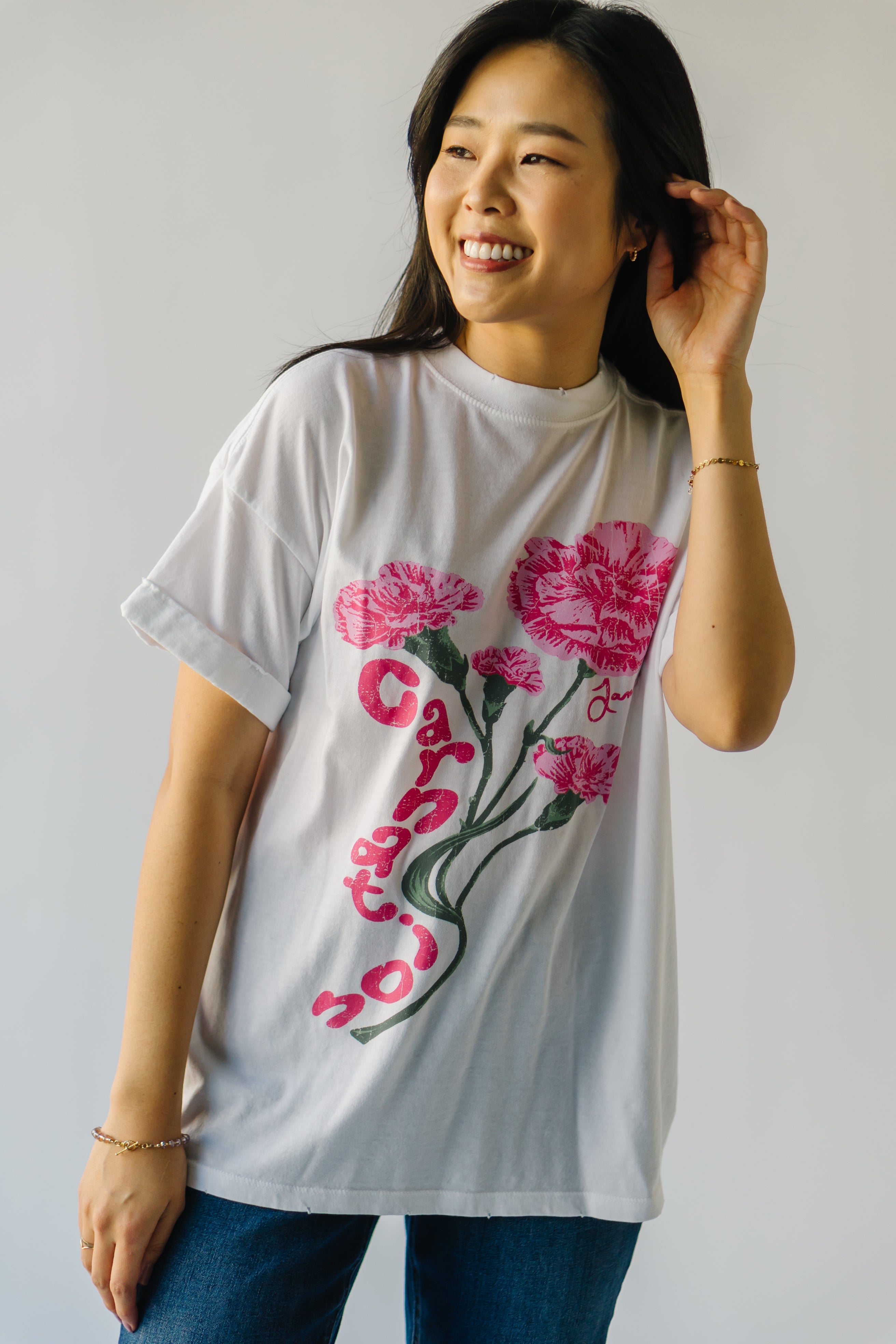 The January Carnation Tee in Vintage White