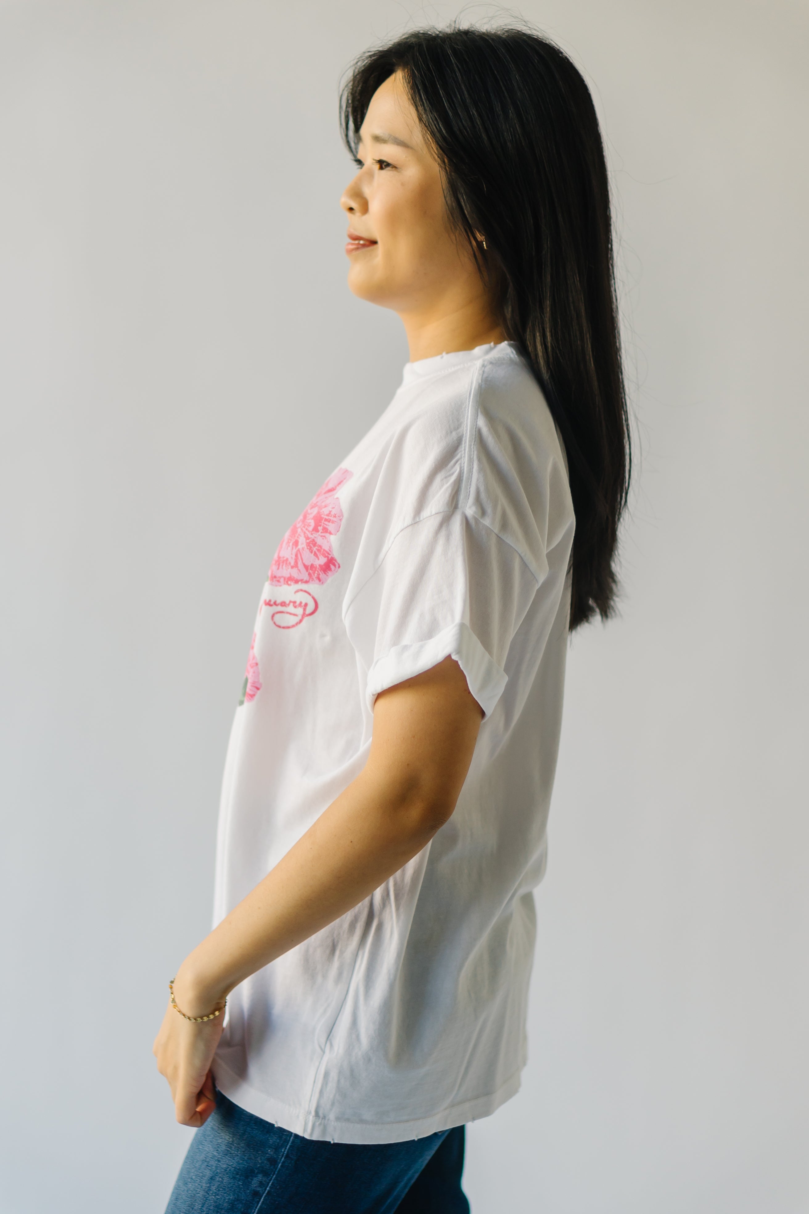 The January Carnation Tee in Vintage White