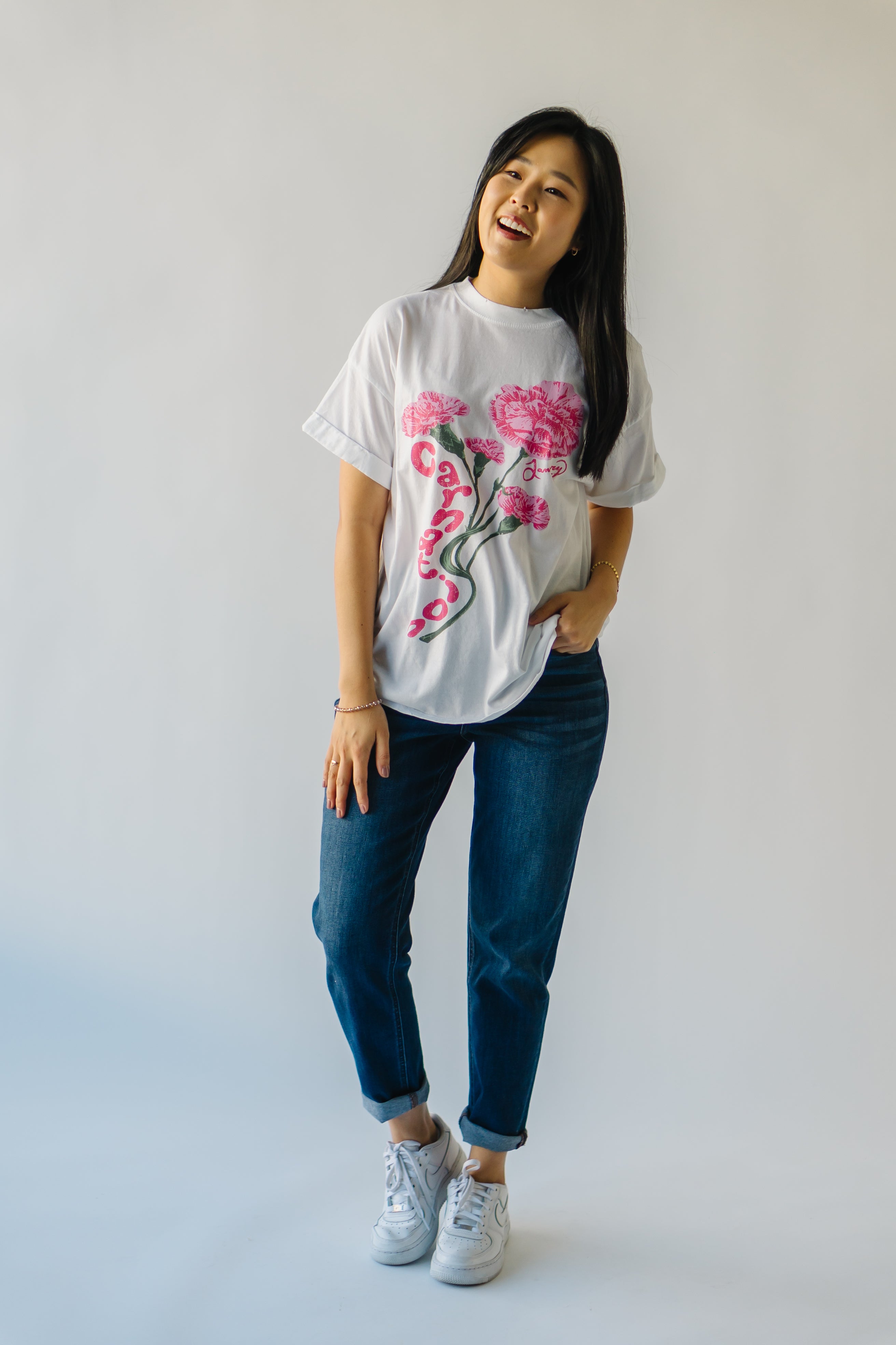 The January Carnation Tee in Vintage White