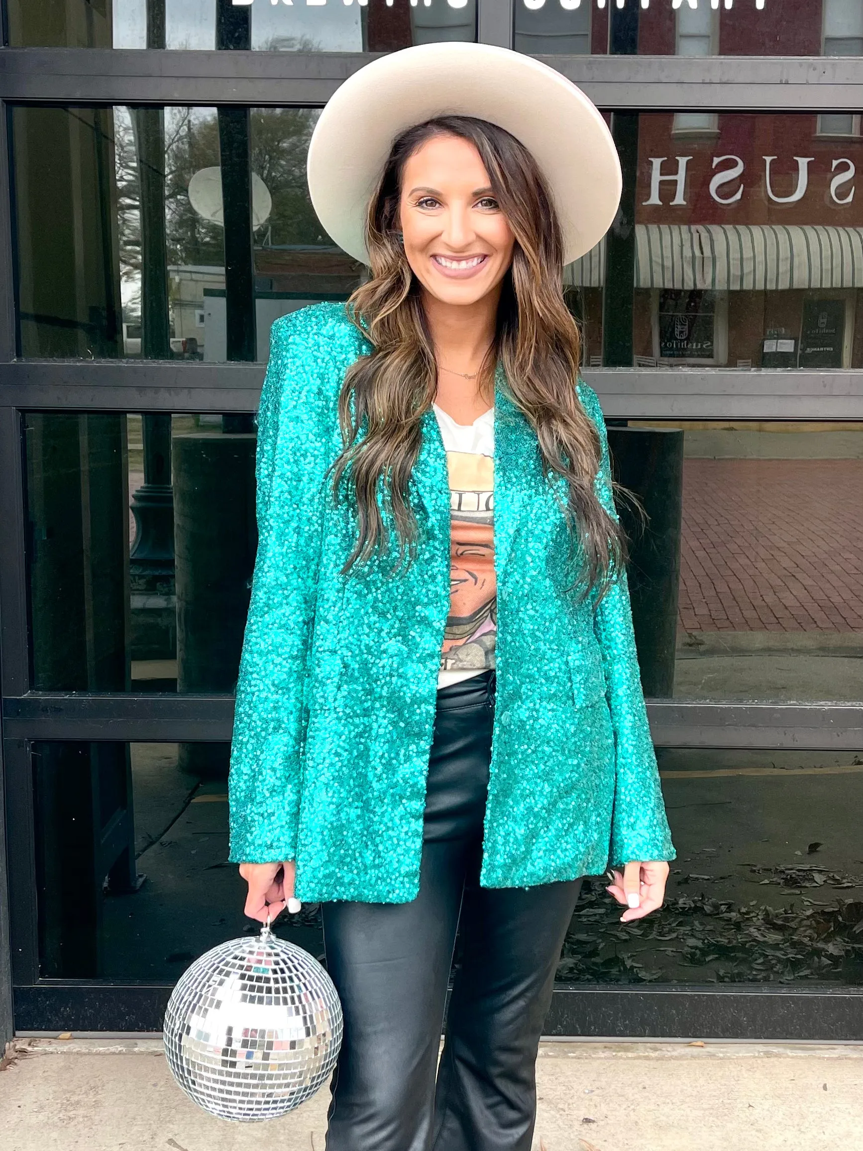 The Jenny Sequin Blazer - Mint