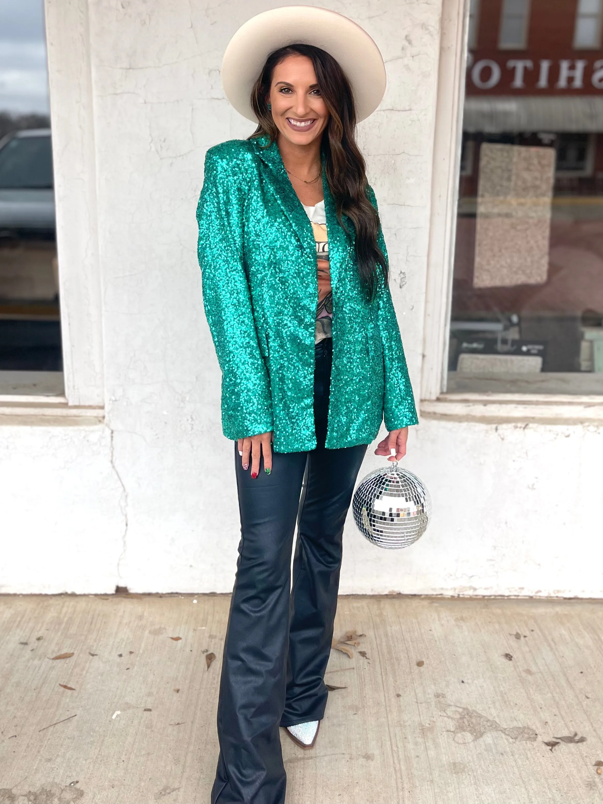 The Jenny Sequin Blazer - Mint