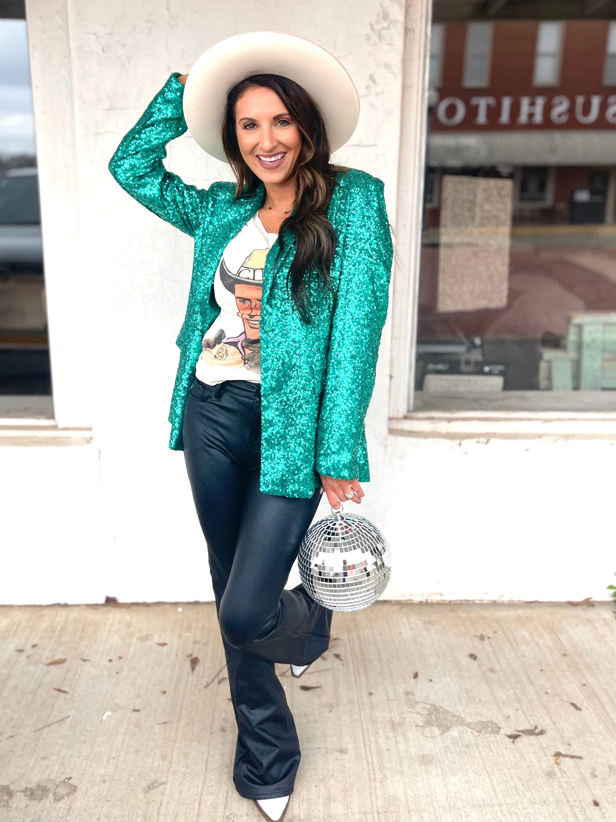 The Jenny Sequin Blazer - Mint