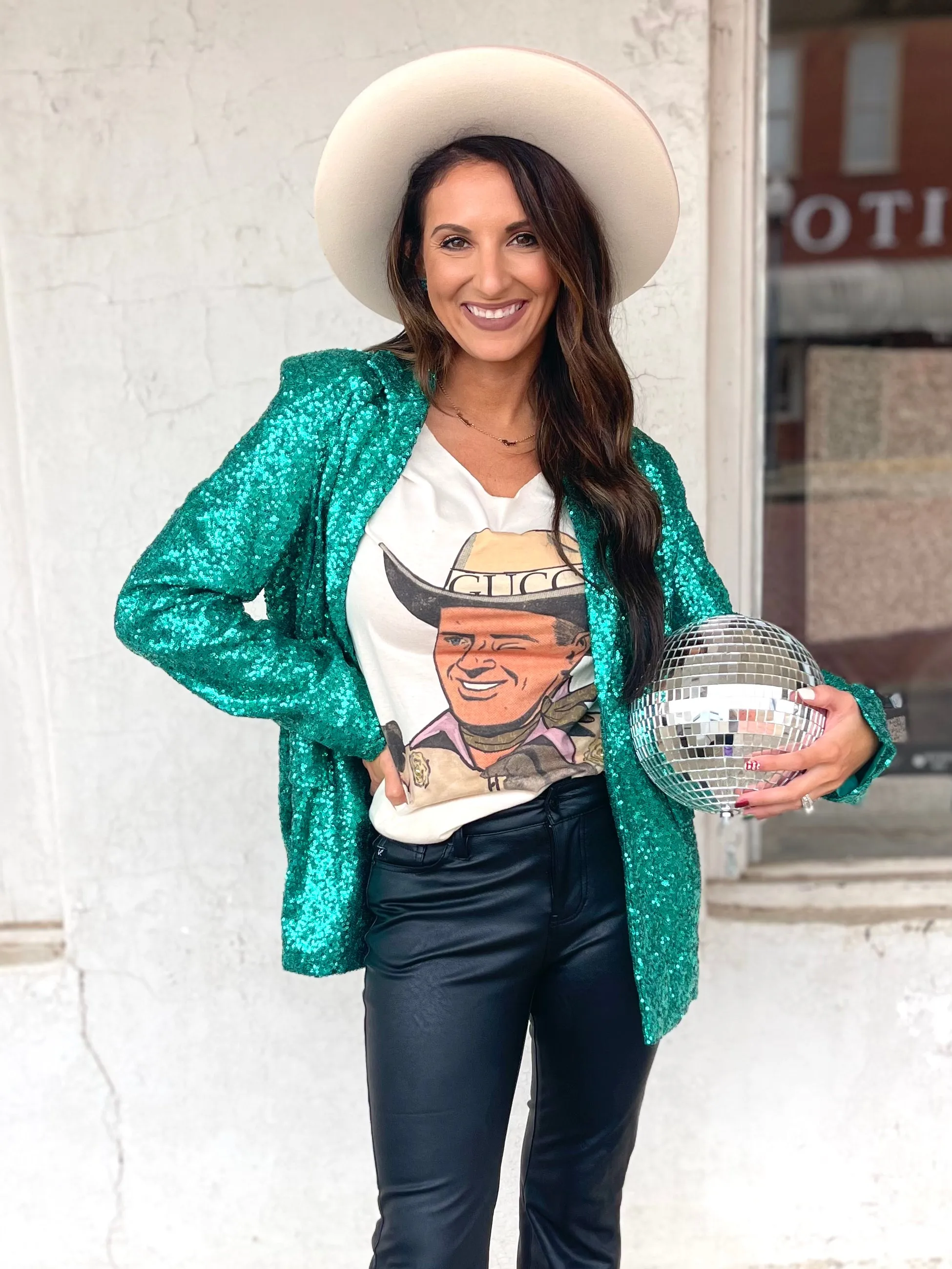 The Jenny Sequin Blazer - Mint