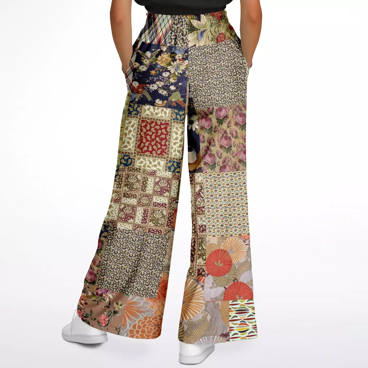 Tripoli Floral Patchwork Eco-Poly Stretchy Phat Bellbottoms