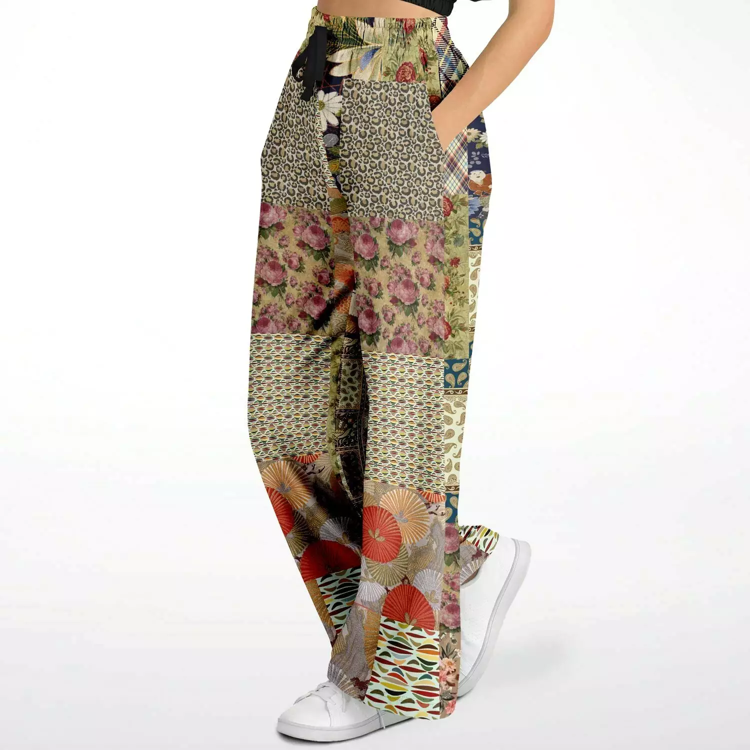 Tripoli Floral Patchwork Eco-Poly Stretchy Phat Bellbottoms