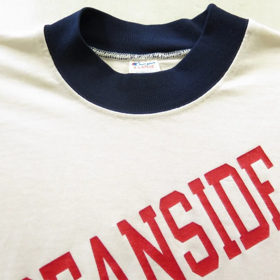 Vintage 80s Champion Oceanside California T-Shirt XL Durene Baseball Tee