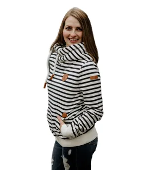 WANAKOME Ladies Artemis Hoodie – Navy/Ivory Stripe