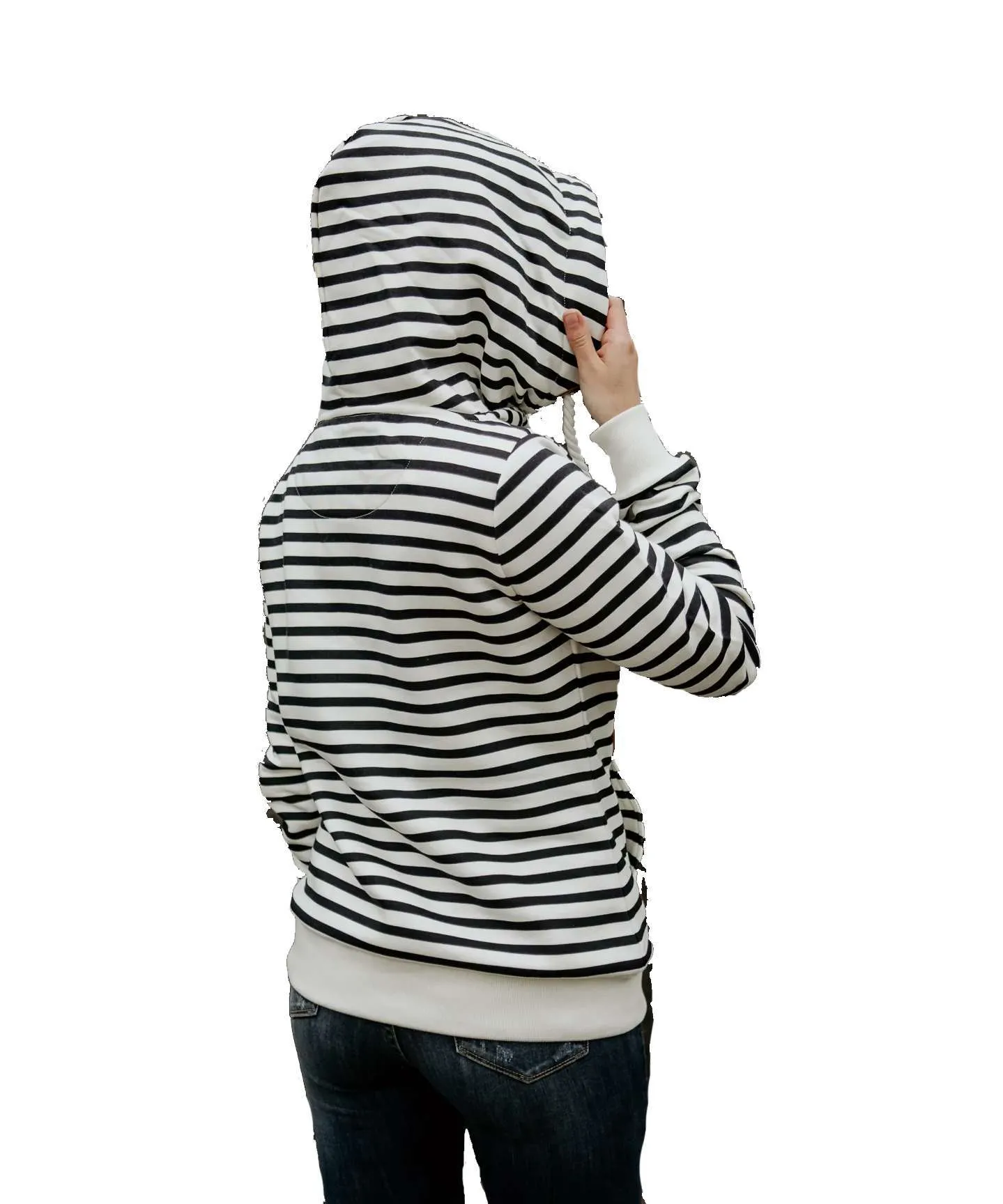 WANAKOME Ladies Artemis Hoodie – Navy/Ivory Stripe