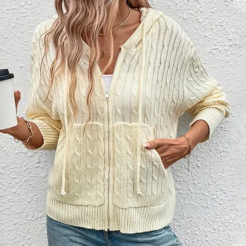 Women's Coat Sweater Long Sleeve Sweaters & Cardigans Pocket Casual Streetwear Solid Color