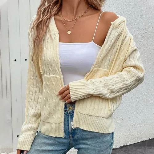 Women's Coat Sweater Long Sleeve Sweaters & Cardigans Pocket Casual Streetwear Solid Color