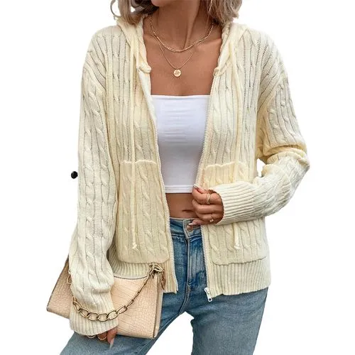 Women's Coat Sweater Long Sleeve Sweaters & Cardigans Pocket Casual Streetwear Solid Color