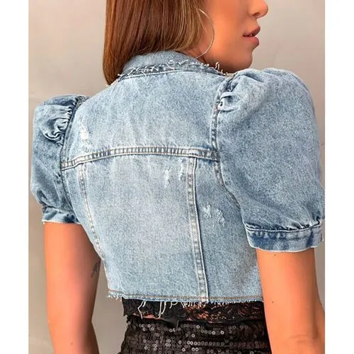 Women's Punk Streetwear Printing Single Breasted Coat Denim Jacket