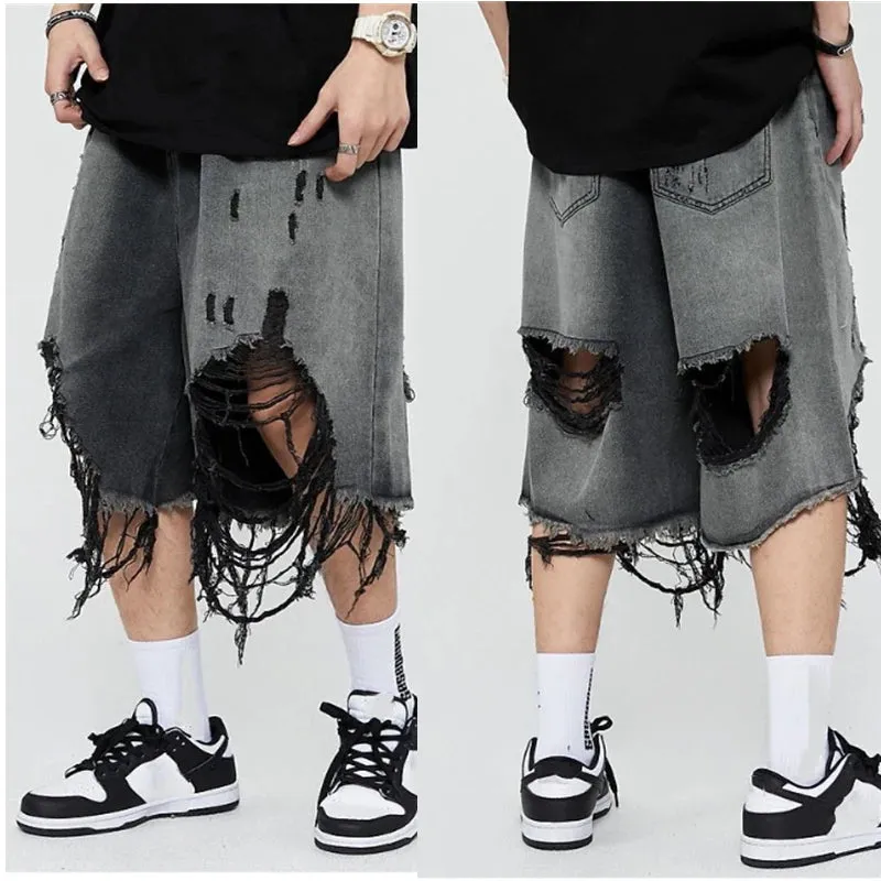 Xituodai Hip Hop Men's Shorts 2024 Summer High Street Man Denim Short Knee Length Pants