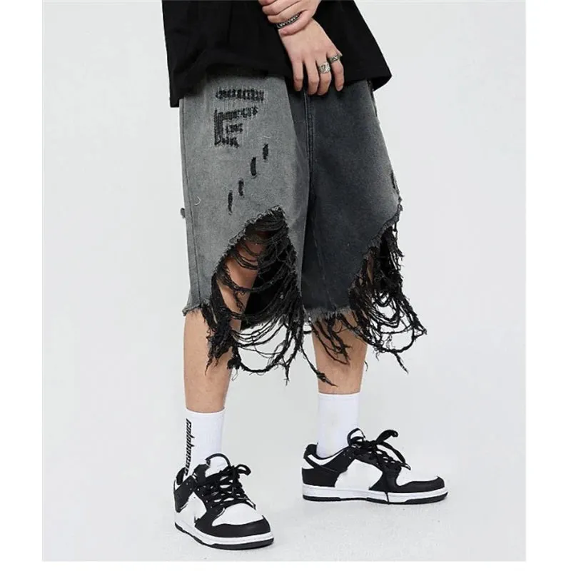 Xituodai Hip Hop Men's Shorts 2024 Summer High Street Man Denim Short Knee Length Pants