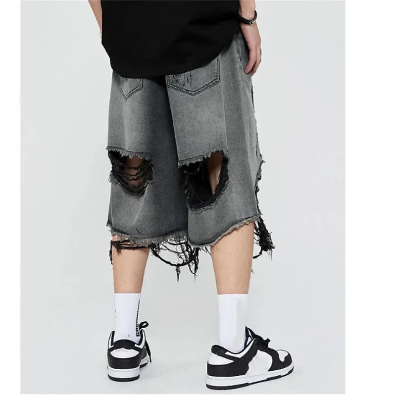 Xituodai Hip Hop Men's Shorts 2024 Summer High Street Man Denim Short Knee Length Pants